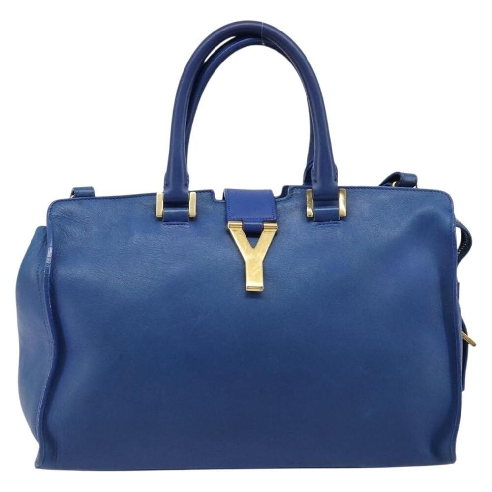 Saint Laurent Leather Petit Cabas Handbag Blue